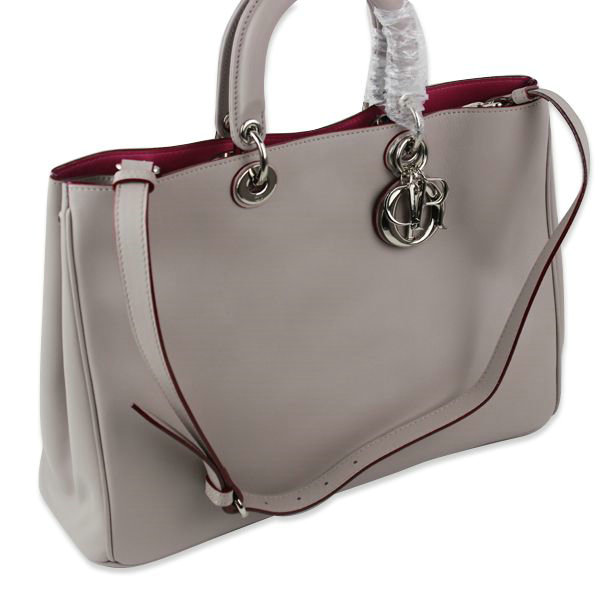 Christian Dior diorissimo original calfskin leather bag 44373 grey&purple - Click Image to Close
